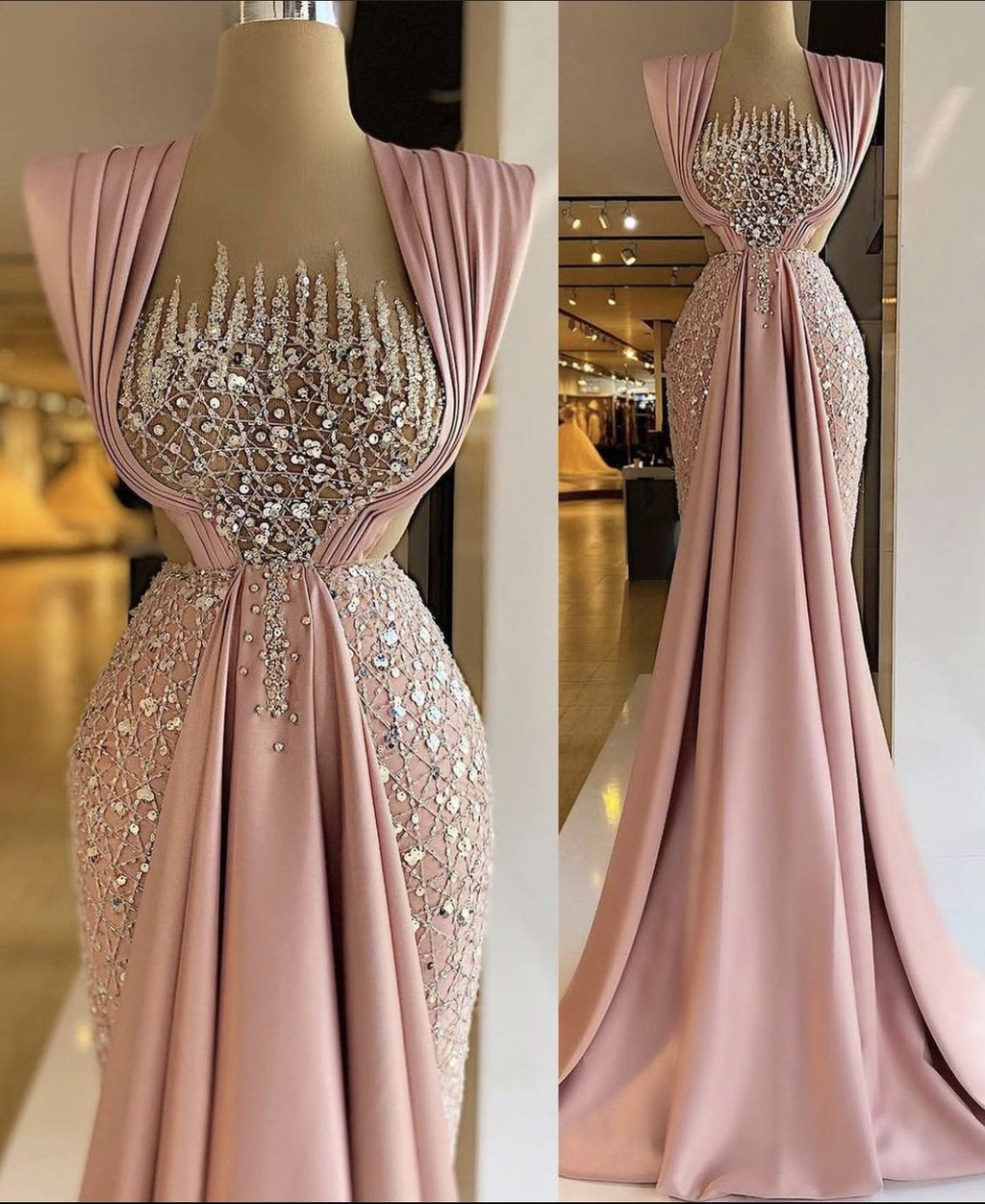 Fashion Square Kragen Ärmelloses Schlank Stil Elegantes Kleid Prom Abendkleid Y4363