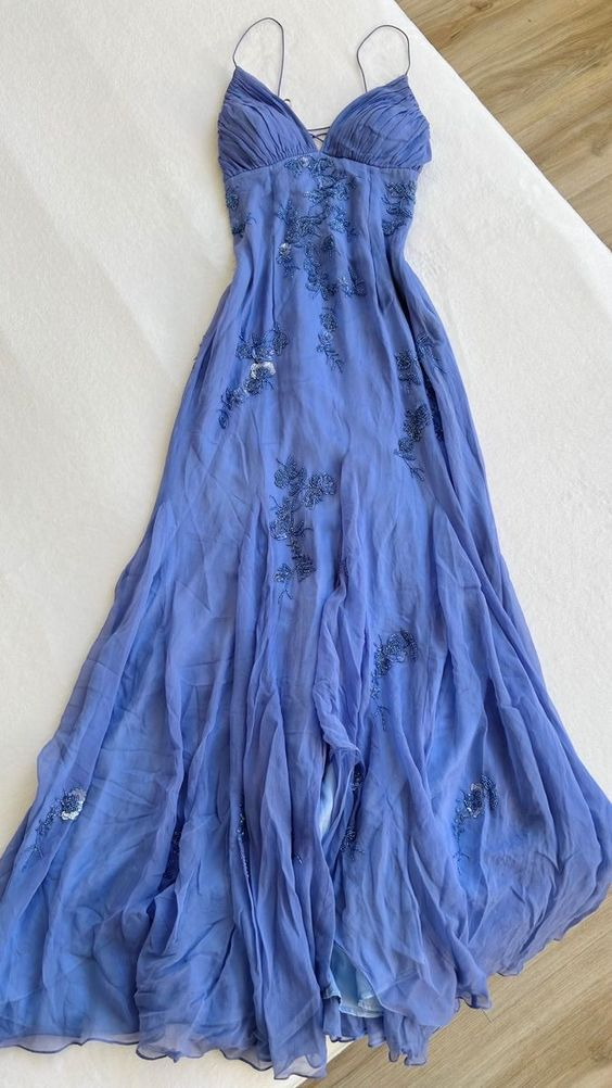 Blaue lange Ballkleider, Abendkleider, formelle Kleidung Y2739