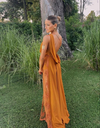 Vestido de fiesta elegante de un solo hombro con abertura, vestido de noche moderno Y6248