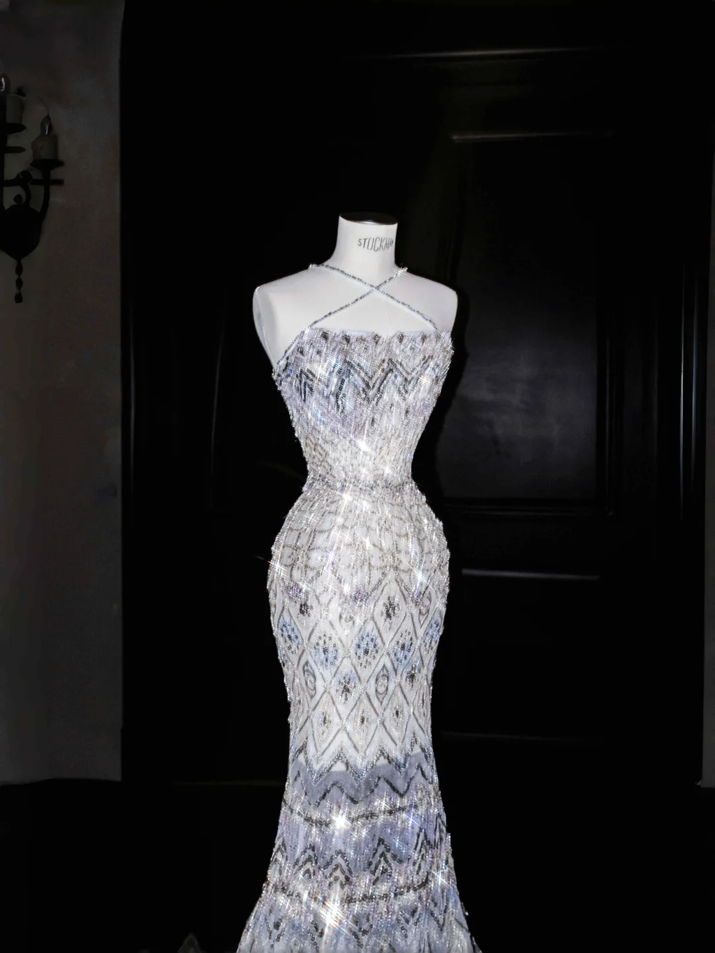 Wunderschönes Meerjungfrau-Brautkleid mit Pailletten und Perlen, formelles Abschlussball-Abendkleid Y8675