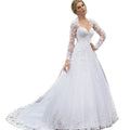 Vintage Italian white bridal dress Lace applique long sleeve tulle sweetheart Sweep Train Saudi Arabian trouw jurken dames-payinti