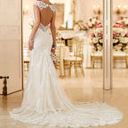 Vintage Lace Garden Wedding Dresses Sweetheart Open Back Wide Straps Mermaid Bride Wedding Gowns Long Train vestidos de novia-payinti