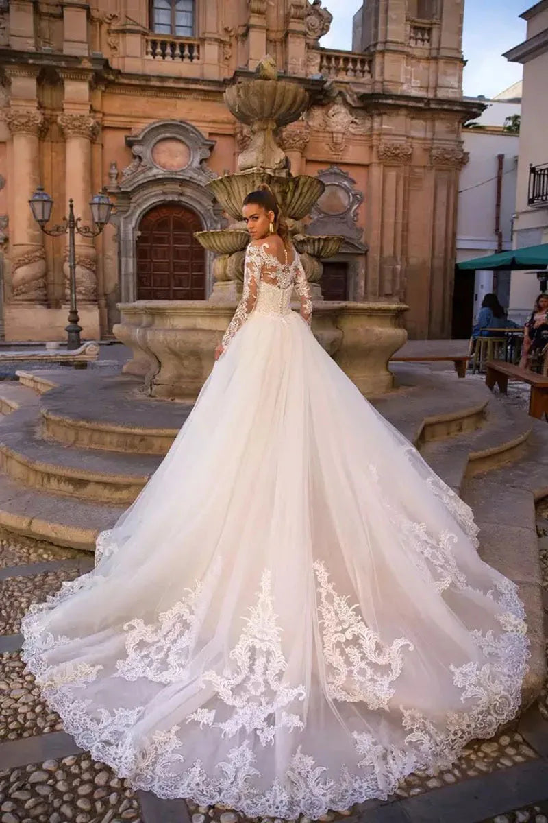 Vintage Mermaid Wedding Dresses With Detachable Train Long Sleeves Applique Beach Vestidos De Novia Summer Boho Bridal Gowns-payinti