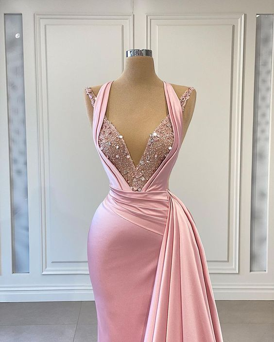 Rosa Langes Ballkleid, Festkleid, Abendkleid, Abschlussfeierkleid Y562