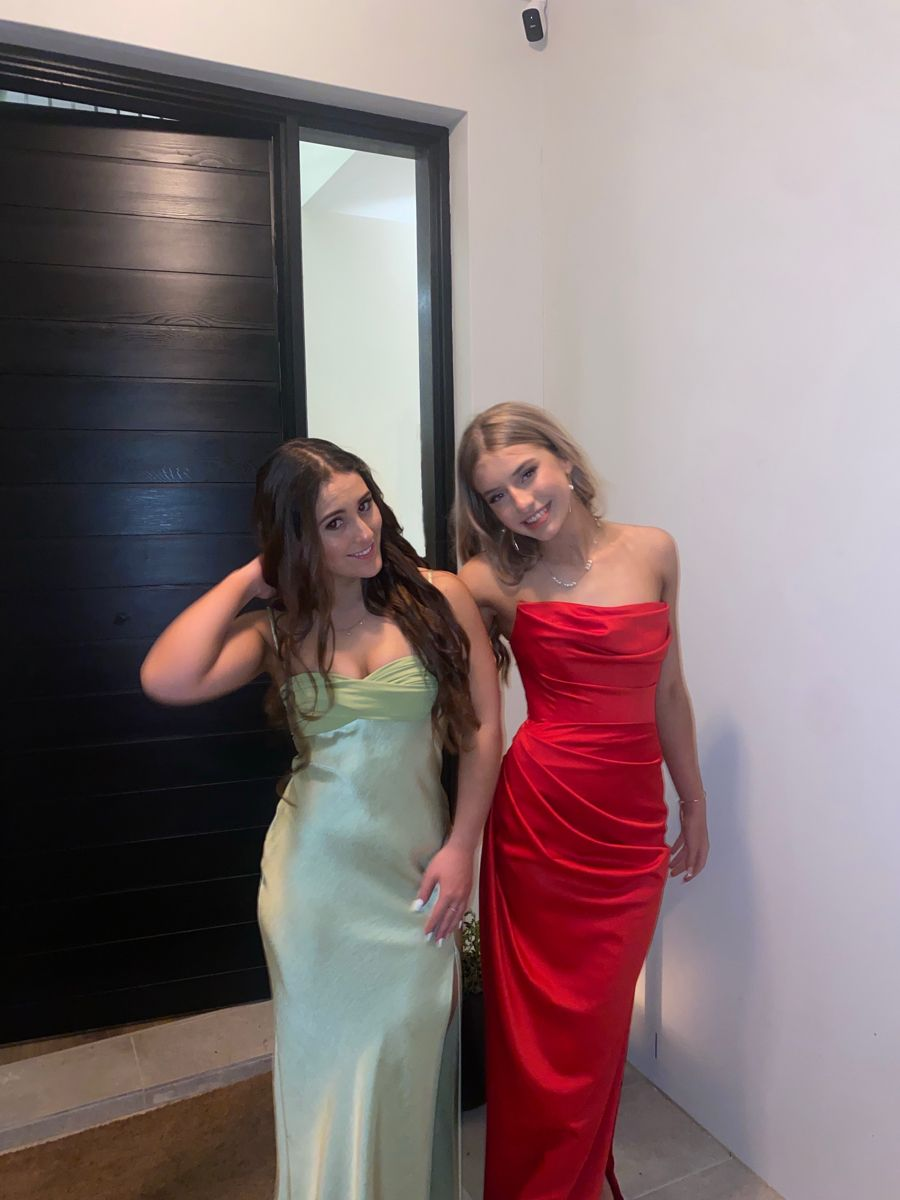 Vestido de noche largo de satén rojo elegante, vestido de fiesta rojo Y4929