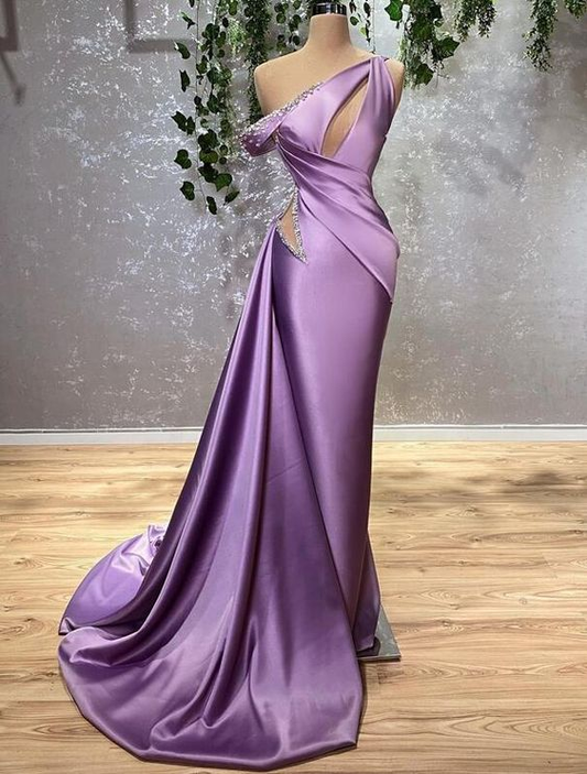 Lila Ballkleider, Keyhole Ballkleider, Satin Abendkleider Y4285