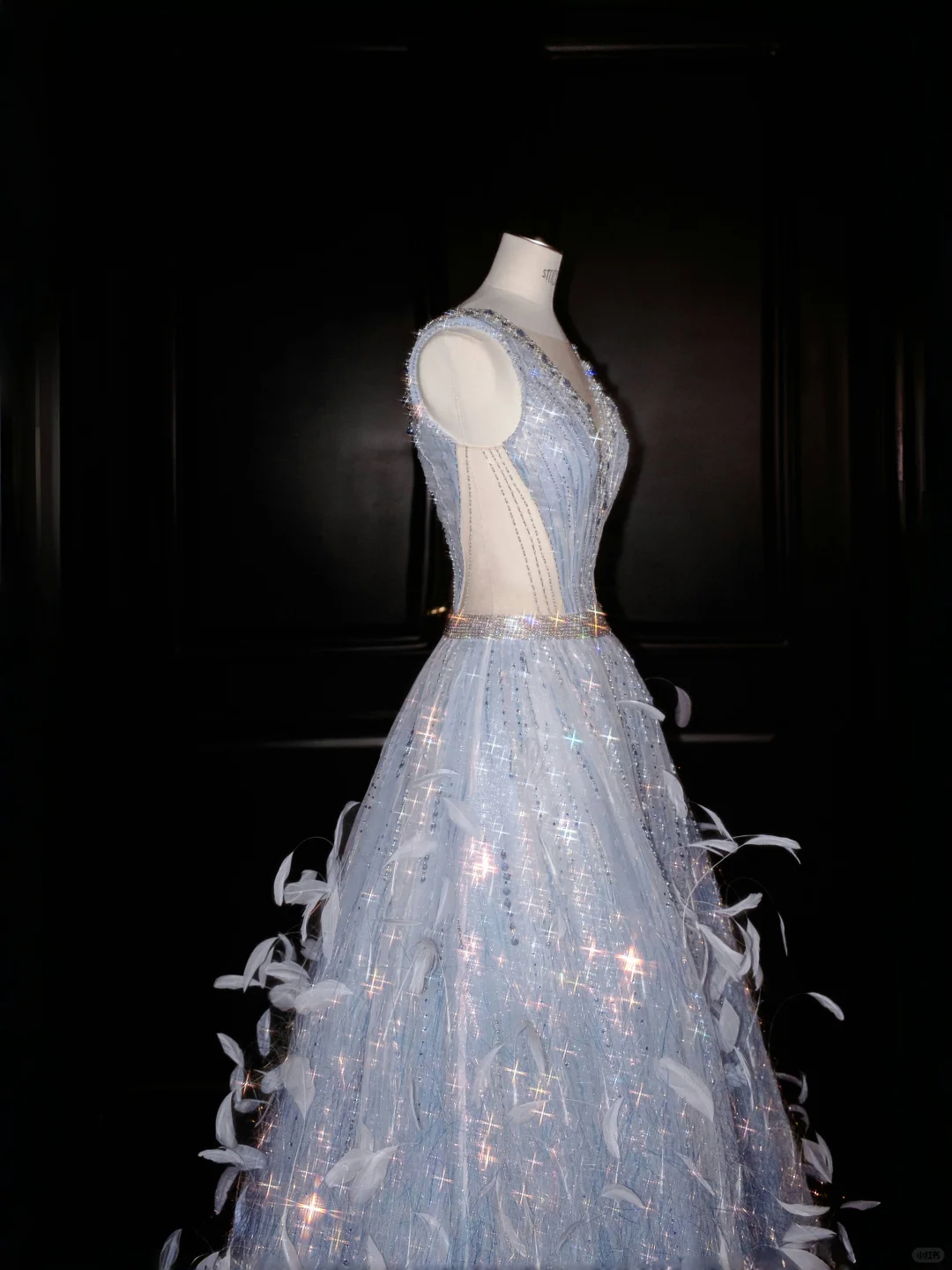 Glamouröses A-Linien-Ballkleid mit V-Ausschnitt und Tüll, Perlen und Federn, Abendkleid Y8682