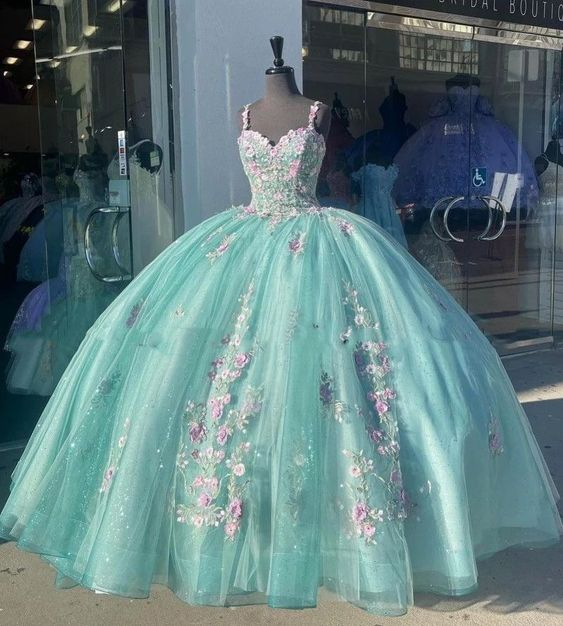 Prinzessin Mintgrün Plus Size Quinceanera Kleider Spitze Applique Ballkleid Sweet 16 Kleid Y6366