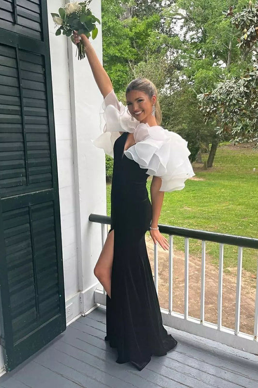 Paris | Meerjungfrau-Ballkleid aus Samt mit V-Ausschnitt und Schlitz