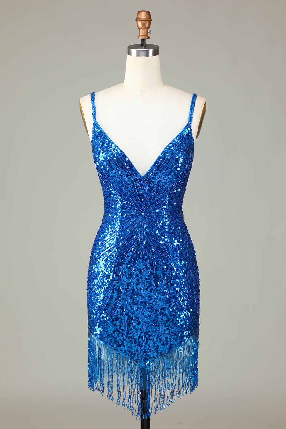 Glitzerndes, weißes, figurbetontes, kurzes Homecoming-Kleid mit Schnürung am Rücken, Perlen und Quaste