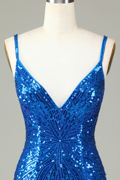 Glitzerndes, weißes, figurbetontes, kurzes Homecoming-Kleid mit Schnürung am Rücken, Perlen und Quaste