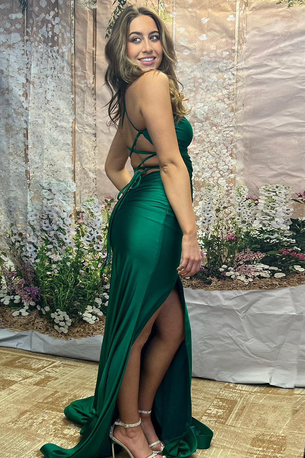 Elisabeth |Meerjungfrauen-Ballkleid aus Jersey mit Spaghettiträgern und Schlitz