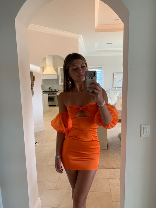 Sexy Orange Bodycon Kleid, Orange Homecoming Kleid Y2993