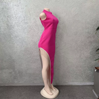 Vestido de noche largo y elegante con flecos y aberturas brillantes para mujer Y407
