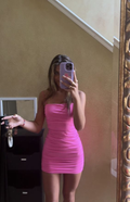 Sexy Rosa, Figurbetontes Kleid, Mini-Heimkehrkleid Y6474