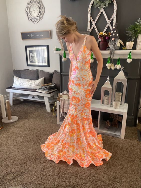Mode V-Ausschnitt Meerjungfrau Ballkleid Langes Abendkleid Y6095