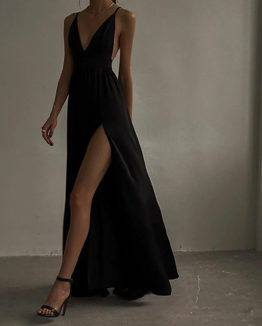 sexy schwarzes langes Ballkleid Abendkleid Y52