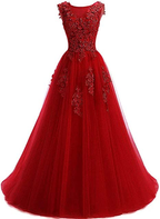 Lange Abendkleider für Frauen Abendkleid Brautjungfernkleid Spitzenapplikationen Abschlusskleider Y1848