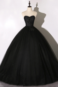 Vestido largo de encaje negro con corte A y corte formal Y1295
