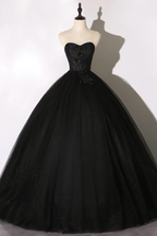 Vestido largo de encaje negro con corte A y corte formal Y1295