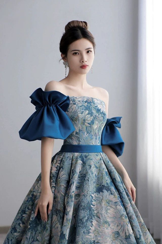 Vestido de fiesta largo con mangas desmontables, nuevo estilo, vestido de noche formal único Y6081
