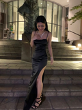 Schwarzes Spaghettiträger Abendkleid Sexy Ballkleid Y427