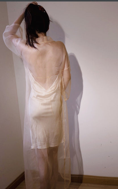 SHEER SILK ORGANZA COVER-UP