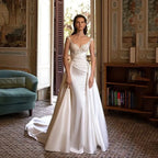Wedding Dress Stain White Appliques Court Train Pleated Sweetheart Pleat Elegant Vestidos De Fiesta Elegantes Para Mujer 2023-payinti