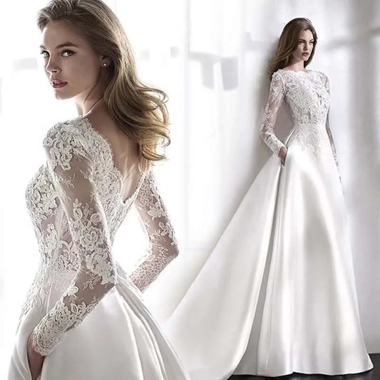 Wedding Dresses 2021 Bride Dress Elegant Full Case Court Train Vestido De Noiva A-line Princess Luxury Light Wedding dress-payinti
