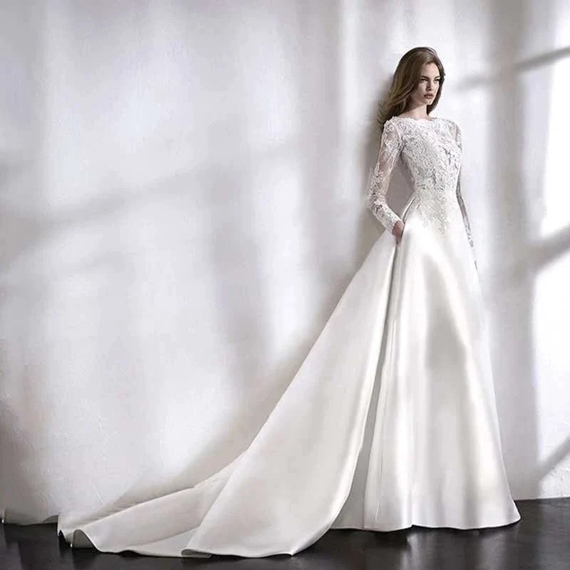 Wedding Dresses 2021 Bride Dress Elegant Full Case Court Train Vestido De Noiva A-line Princess Luxury Light Wedding dress-payinti