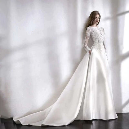 Wedding Dresses 2021 Bride Dress Elegant Full Case Court Train Vestido De Noiva A-line Princess Luxury Light Wedding dress-payinti