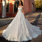 Wedding Dresses Sweetheart Prom Gowns Women's A-Line Sleeveless Lace Applique Back Tie Design Customization Robe Vestidos De Muj-payinti