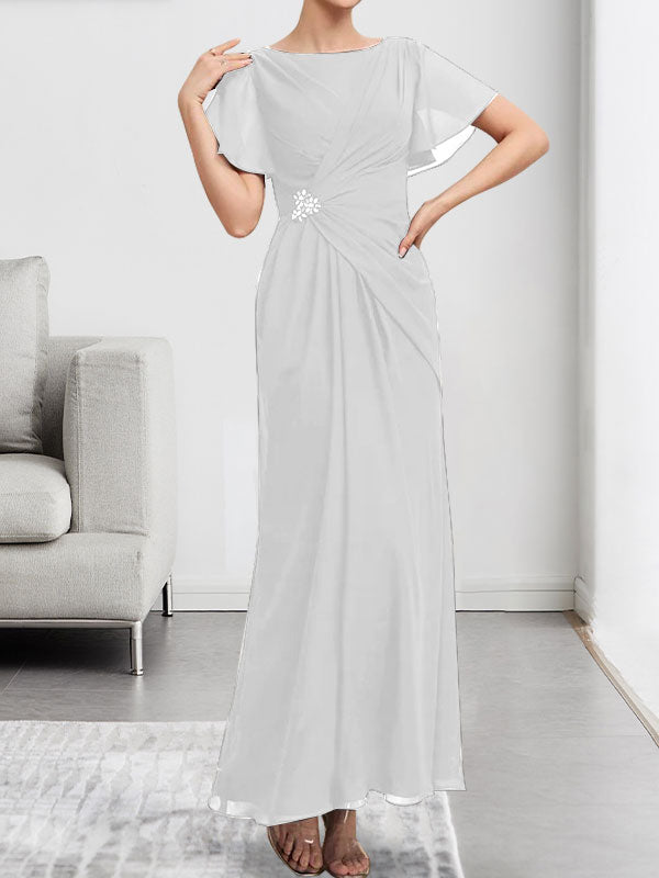 Vestido de gasa con encaje, corte A, ilusión, largo hasta la rodilla, para madre de la novia, con lentejuelas y abalorios