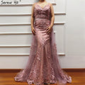 White Handmade Flower Pearl Sexy Evening Dresses 2025 Sleeveless Mermaid Luxury Lace Formal Dress Real Photo LA60711