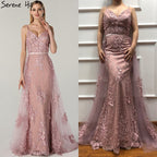 White Handmade Flower Pearl Sexy Evening Dresses 2025 Sleeveless Mermaid Luxury Lace Formal Dress Real Photo LA60711