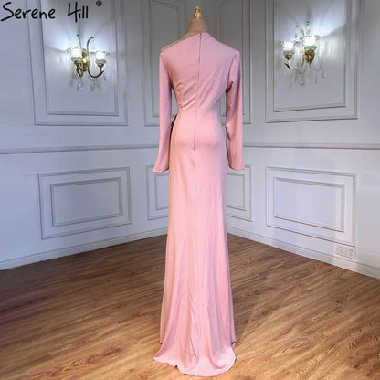 En oferta, sin devolución ni reembolso. Vestidos de fiesta sencillos de satén blanco con mangas largas, corte sirena, elegantes, LA70298. 