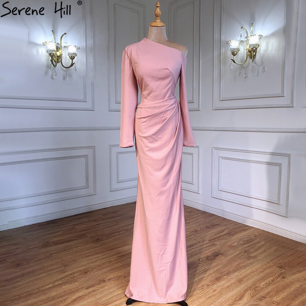 En oferta, sin devolución ni reembolso. Vestidos de fiesta sencillos de satén blanco con mangas largas, corte sirena, elegantes, LA70298. 