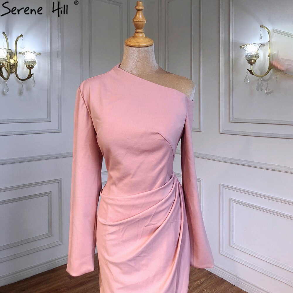 En oferta, sin devolución ni reembolso. Vestidos de fiesta sencillos de satén blanco con mangas largas, corte sirena, elegantes, LA70298. 