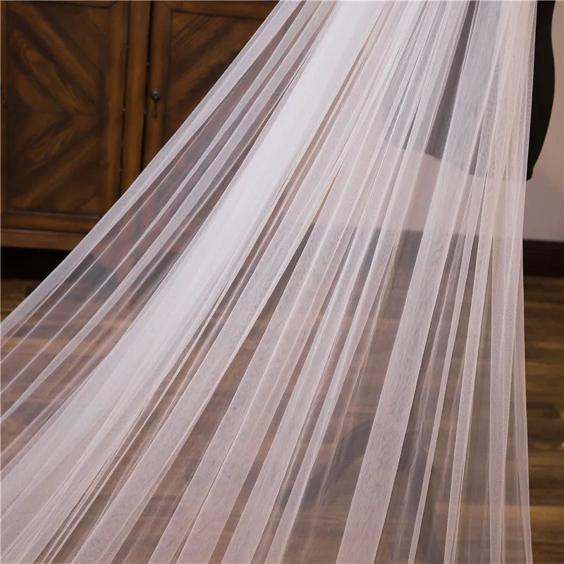Wholesale white Ivory 3*3 Meter Cathedral wedding veils Lace Appliques Bridal veil-payinti