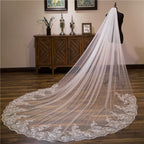 Wholesale white Ivory 3*3 Meter Cathedral wedding veils Lace Appliques Bridal veil-payinti