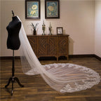 Wholesale white Ivory 3*3 Meter Cathedral wedding veils Lace Appliques Bridal veil-payinti
