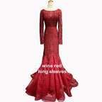 Weinrot Dubai Kristall Oansatz Abendkleider Meerjungfrau Ärmellose Luxus Formale Kleid Real Photo LA60980 