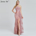 Weinrot Handgemachte Blumen Perlen Abendkleider One-Shoulder Sexy Luxus Abendkleider 2025 LA60901 