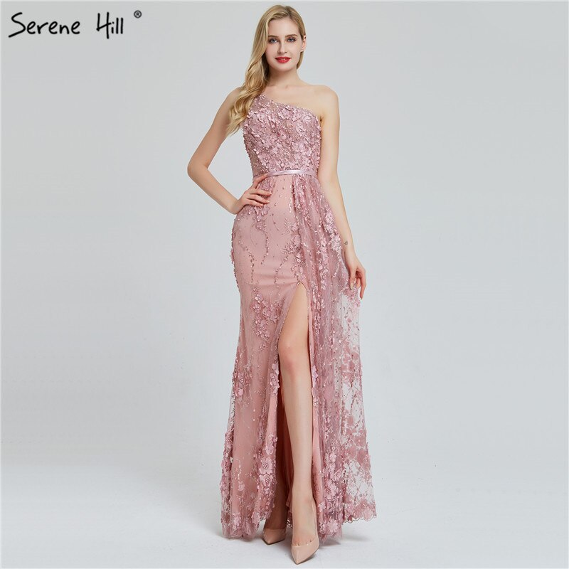 Weinrot Handgemachte Blumen Perlen Abendkleider One-Shoulder Sexy Luxus Abendkleider 2025 LA60901 