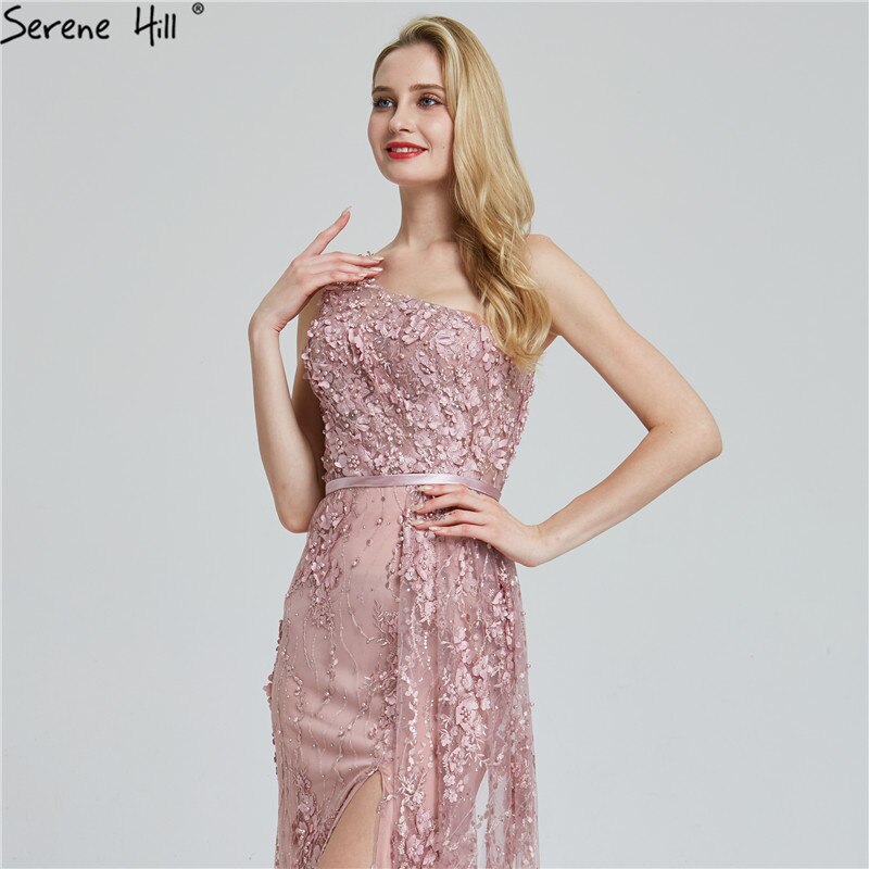 Weinrot Handgemachte Blumen Perlen Abendkleider One-Shoulder Sexy Luxus Abendkleider 2025 LA60901 