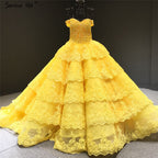 Wine Red Luxury Lace Tiered Sexy Wedding Dress Sleeveless Beading Bridal Gowns 2025 Real Picture HM66786 Custom Made