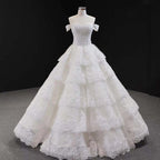 Wine Red Luxury Lace Tiered Sexy Wedding Dress Sleeveless Beading Bridal Gowns 2025 Real Picture HM66786 Custom Made