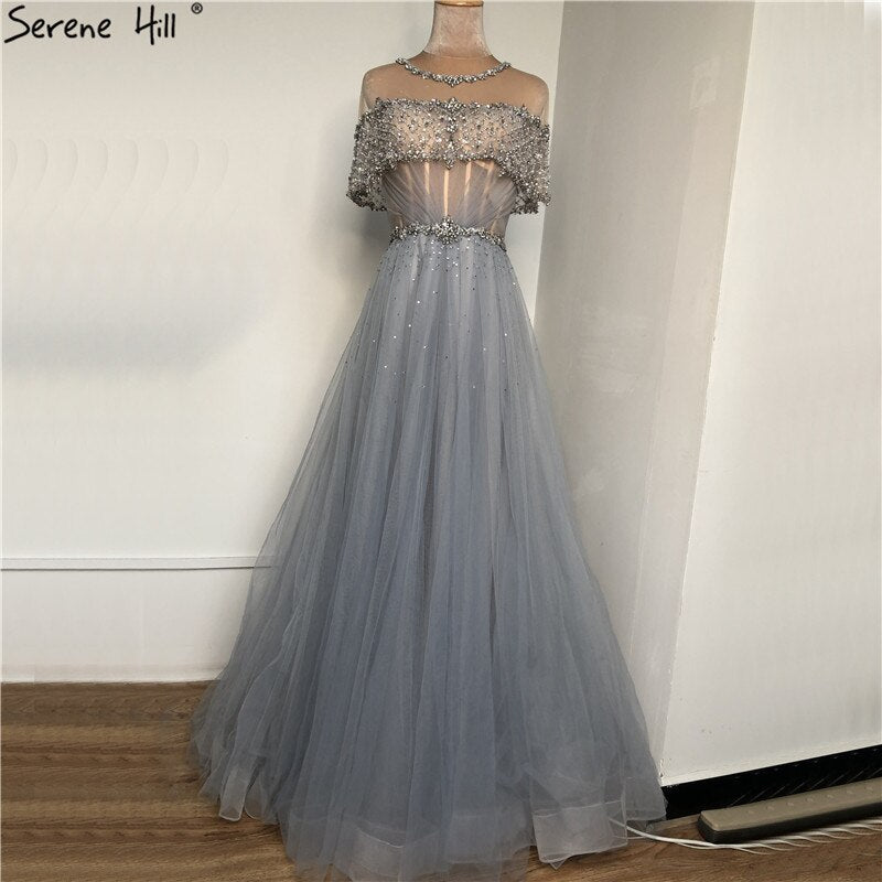Weinrot Kurzen Ärmeln Sexy Abendkleider 2025 Dubai Diamant Pailletten Oansatz A-linie Formale Kleid LA70352 