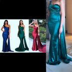 Wine Red Sleeveless Sexy Satin Evening Dresses 2025 One Shoulder Simple Mermaid Formal Dress LA70368