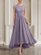 Vestido de gasa con encaje y lentejuelas para madre de la novia, corte A, largo hasta el suelo